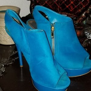 Blue heel booties